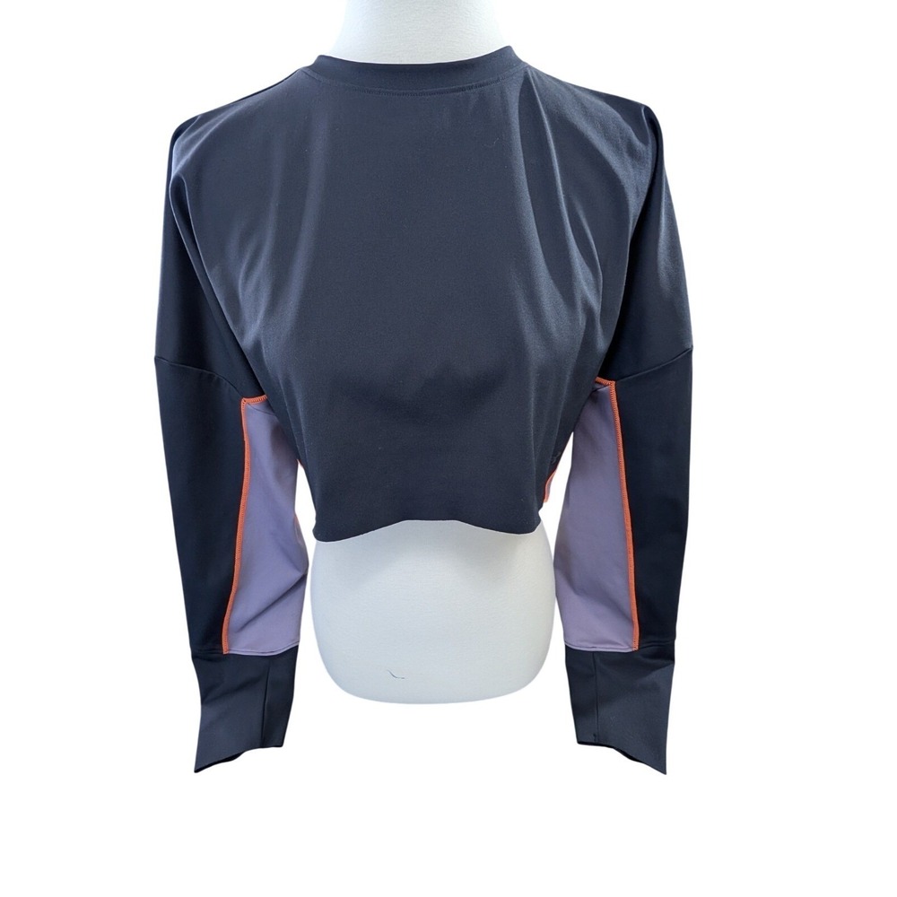 Under Armour Rush Crop Long Sleeve‎ Top Womens S Black Purple Athletic Workout